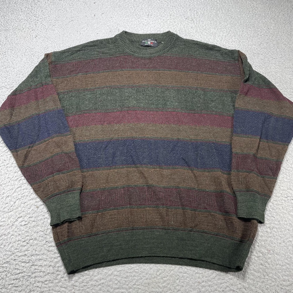 The Italian Sweater Co Sweater Mens Large Multicolor‎ Stripe Knit Crewneck Italy